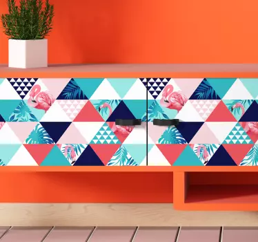 Blumen und Flamingos Klebefolie für Möbel - TenStickers