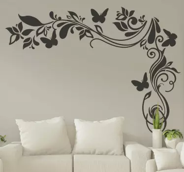 Blumenzweig mit Schmetterlingen Blumen Wandtattoo - TenStickers