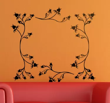 Blumiger Rahmen Sticker - TenStickers