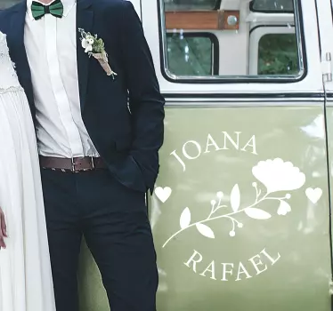 Braut und bräutigam name hochzeit wandaufkleber - TenStickers