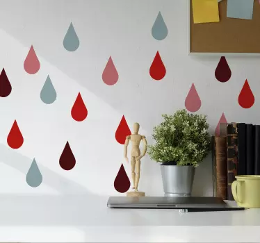 Bunte fallende Tropfen Wandtattoo - TenStickers