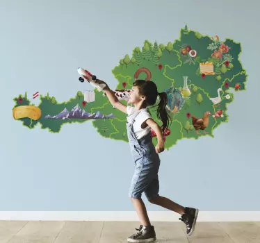 Bunte österreich karte kinder wandaufkleber - TenStickers