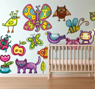 Bunte Tiere Sticker - TenStickers