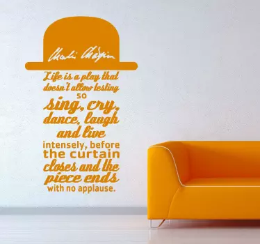 Charlie Chaplin Zitat Sticker - TenStickers