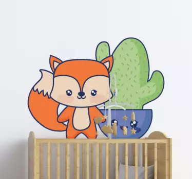 Comic Aufkleber Anime kaktus und fuchs - TenStickers