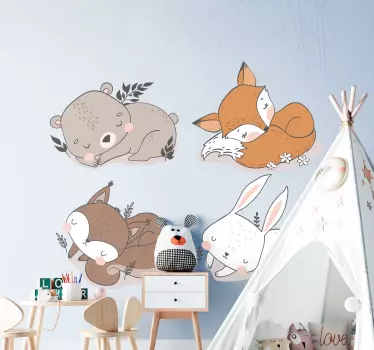 Comic Aufkleber Tierfreunde schlafen - TenStickers
