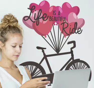 Das leben ist eine schöne fahrt radfahren wandaufkleber - TenStickers