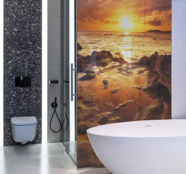 Klebefolie Dusche bewölkte sonnenuntergangslandschaft - TenStickers