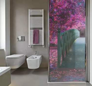 Klebefolie Dusche holzbrückenlandschaft - TenStickers