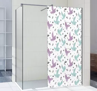 Klebefolie Dusche bunte  Vögel mit Blättern - TenStickers