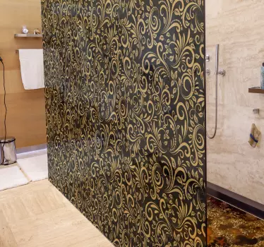Klebefolie Dusche Goldene Blätter über einem Graphit - TenStickers