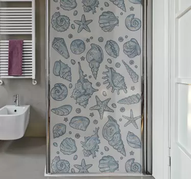 Duschkabinen Folie Muschelskizzen duschen - TenStickers