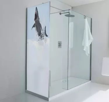Duschkabinen Folie Realistisches hai-unterwasserbild - TenStickers