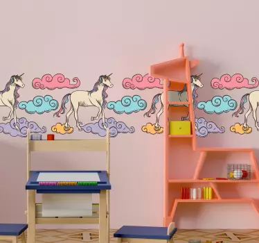 Einhorn Bordüre Wandtattoo - TenStickers