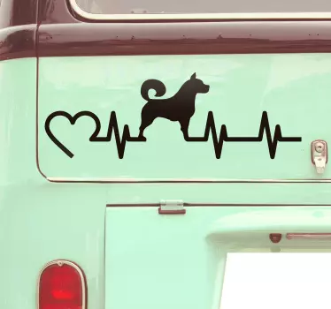 Elektrogramm Herz Hund Autoaufkleber - TenStickers