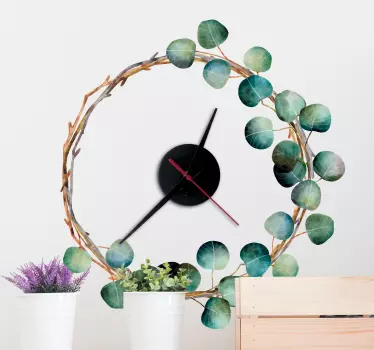 Eukalyptus Wanduhr Sticker - TenStickers