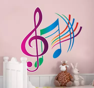 Farbenfrohe Noten Aufkleber - TenStickers