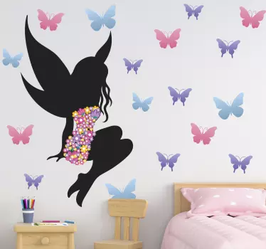 Feen Wandtattoo Fee mit schmetterlingen - TenStickers