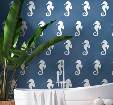 Seepferdchen Muster Wandtattoo Badzimmer - TenStickers