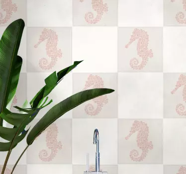 Fliesenfolie Blumen seepferdchen - TenStickers