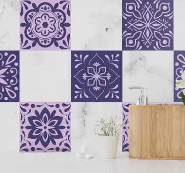 Fliesenfolie Lila blumenfliesen - TenStickers