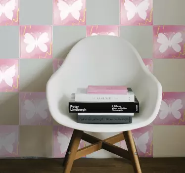 Fliesenfolie Rosa Schmetterlinge - TenStickers