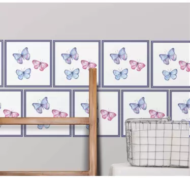 Fliesenfolie Rosa und blaue Schmetterlinge - TenStickers