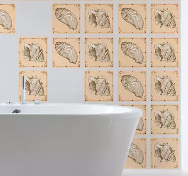 Fliesenaufkleber vintage Muscheln - TenStickers