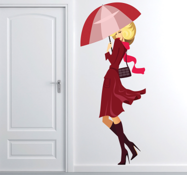 Frau mit Regenschirm Aufkleber - TenStickers
