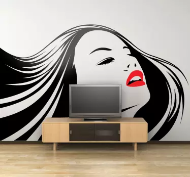 Frau mit rotem Lippenstift Aufkleber - TenStickers