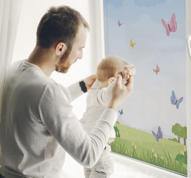 Frühlingswiese schmetterling fenster aufkleber - TenStickers