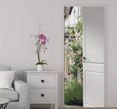 Gartenblick Landschaft Tür Folie - TenStickers