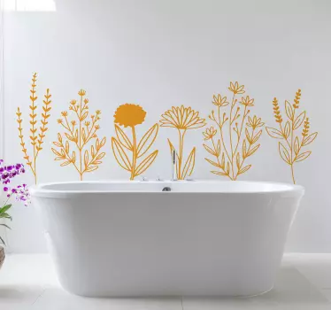Gelbe Pflanzen wandtattoo - TenStickers