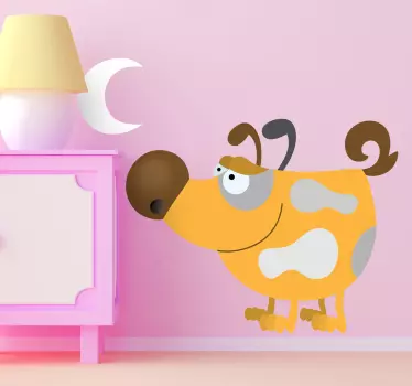 Gelber Hund Mond Aufkleber - TenStickers