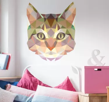 Wandtattoo Wohnzimmer geometrische Katze - TenStickers
