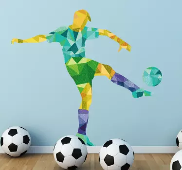 Geometrischer Fußballer Origami Sticker - TenStickers