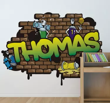 Graffiti name brick hintergrund städtischen aufkleber - TenStickers