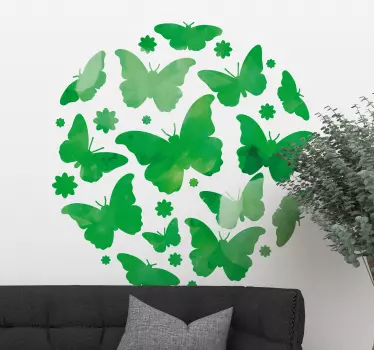 Grüne schmetterlinge wohnzimmer Wandtattoo - TenStickers