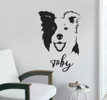 Haustier Aufkleber Collie weißer name - TenStickers