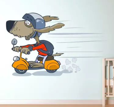 Hund auf Roller Sticker - TenStickers