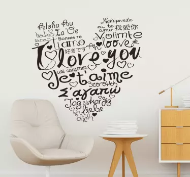 Ich liebe dich sprachen wandaufkleber - TenStickers