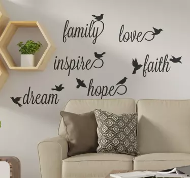 Inspirierende worte mit vogel wandtattoo - TenStickers