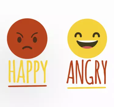 ironischen Wandtattoo Happy Angry - TenStickers
