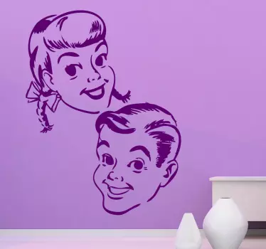 Junge und Mädchen Retro Sticker - TenStickers