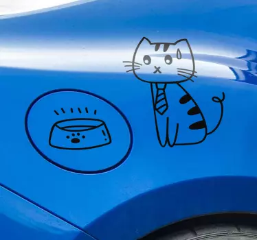 Katze Benzin Illustration Auto Aufkleber - TenStickers