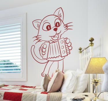 Katze mit Akkordeon Aufkleber - TenStickers
