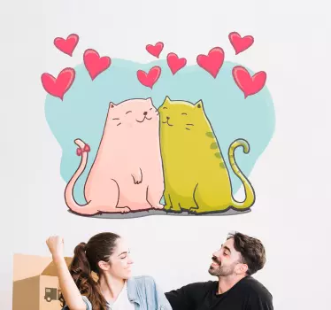 Katzen und Herzen Wandtattoo - TenStickers