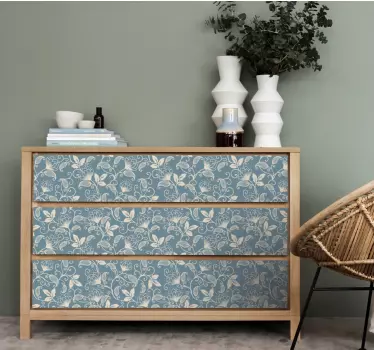 Klebefolie für Möbel Blaue und beige detailelemente Muster - TenStickers