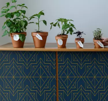 Klebefolie für Möbel Elegantes art deco tiefblaues Muster - TenStickers