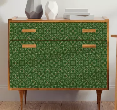Klebefolie für Möbel Elegantes grün-goldenes Muster - TenStickers